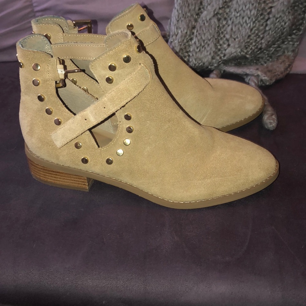Tan with gold accents Carlos ankle boots